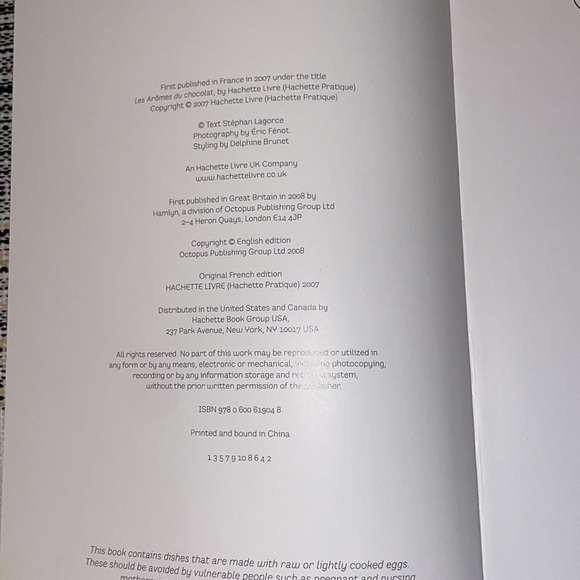 Chocolat - the chocolate lovers handbook with 40 recipes by Stephan Lagorce NWT - Picture 6 of 7